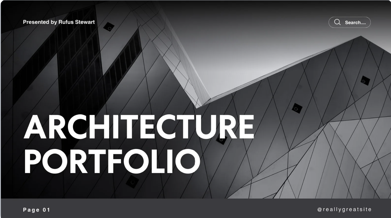 Grey And Black Minimalist Architecture Portfolio Resume on Canva